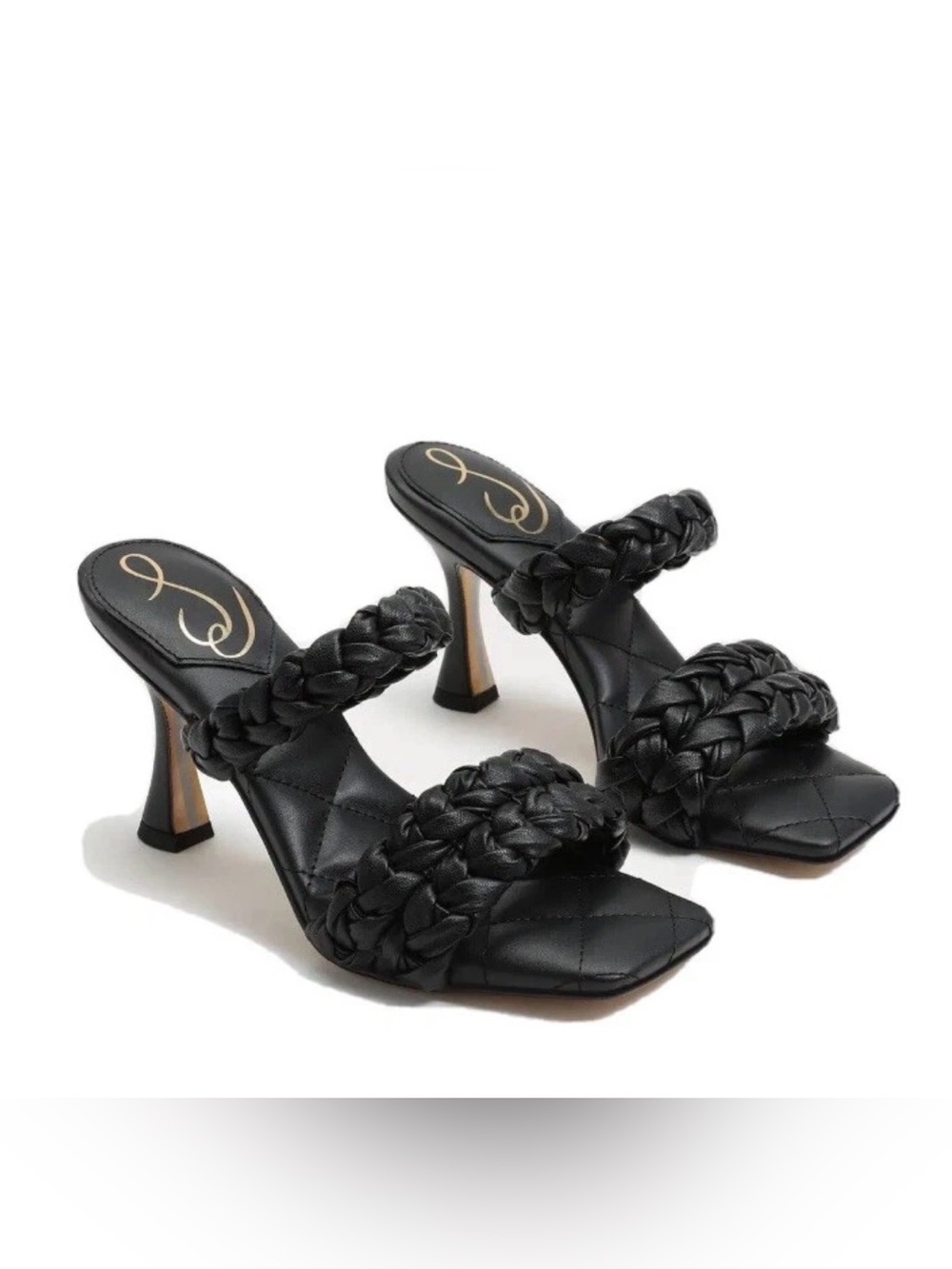 Sam Edelman Black Braided Strap High Heel Mules - Women - Picture 1 of 7